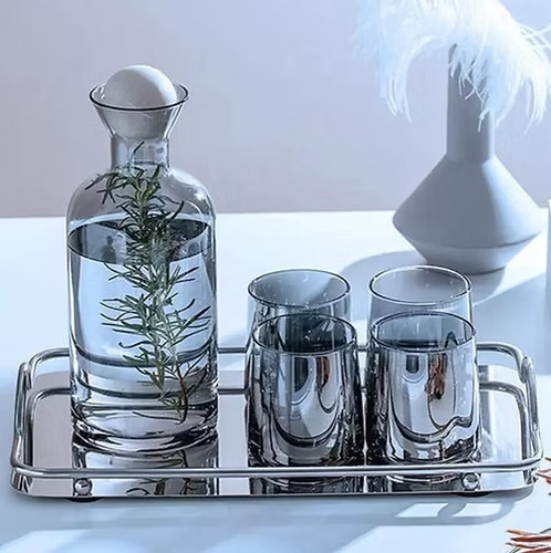 Glass carafe with wooden - wooden, ball
