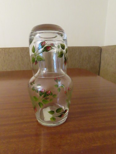 Vintage glass water carafe - water,
