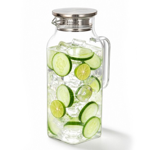 Glass water jug for fridge - water,
