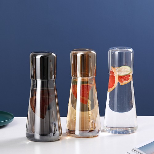 Grey glass water carafe cup - carafe,