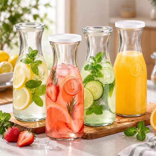 Glass carafe set 1l water - glass,