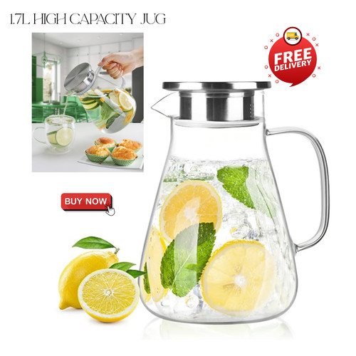 Glass water jug pitcher - 1.7l,