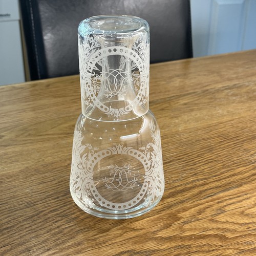 Vintage etched glass bedside - glass,