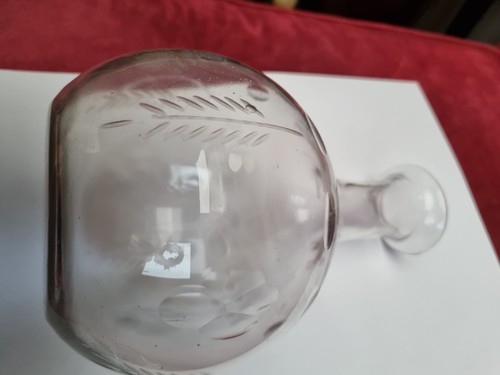 Antique etched facet - cut, glass