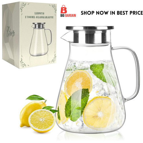 Glass water jug pitcher - 2.2l,
