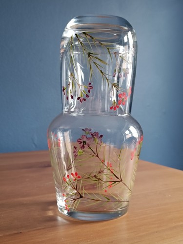 Hand painted floral glass - hand,
