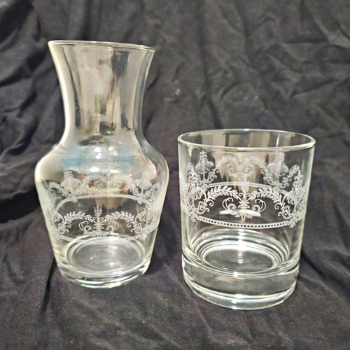 Vintage clear glass - vintage, etched